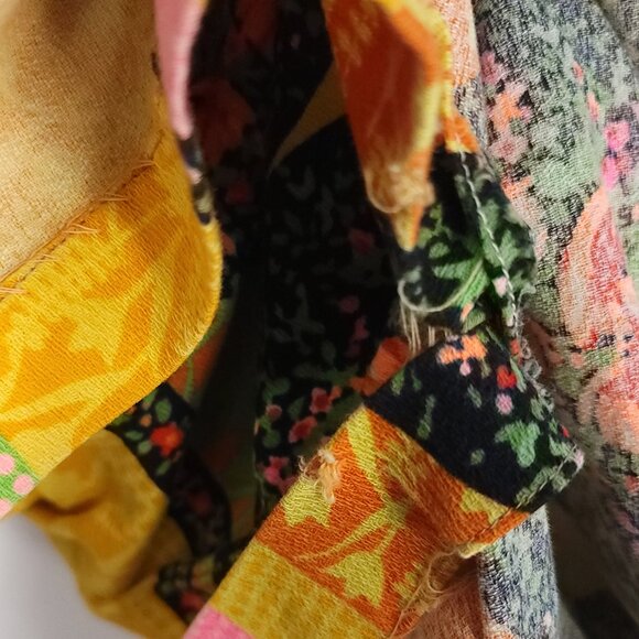 Vtg Mr B of California Maxi Skirt Small? Boho Black Yellow Pink Floral Print - Picture 10 of 10